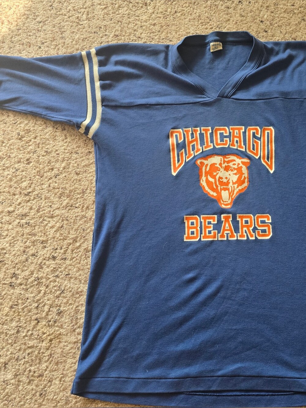LOGO 7 Blue Cotton Chicago Bears Crew Neck Tee with Tag